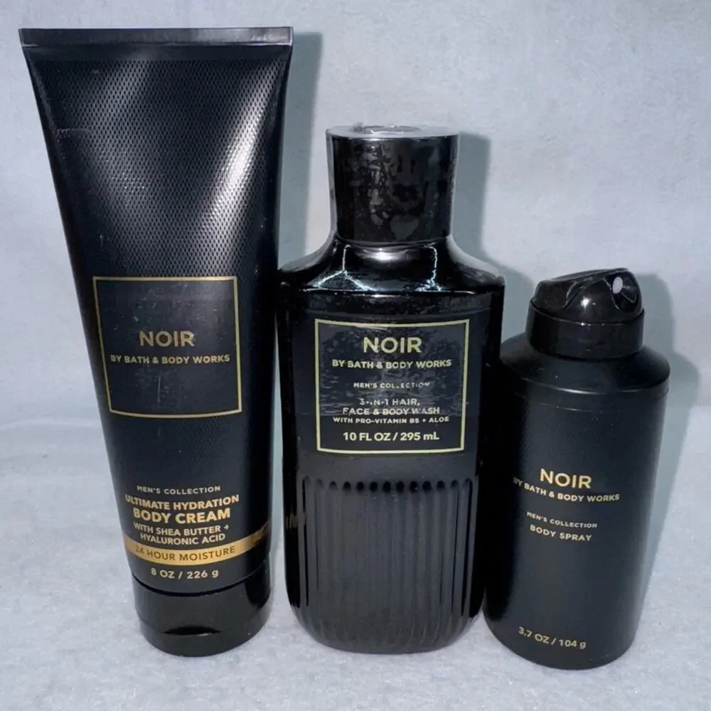 NWT Bath & Body Works 3 pcs Men’s Noir (10oz 3-in1 Wash, 8oz Cream, 3.7oz Spray)